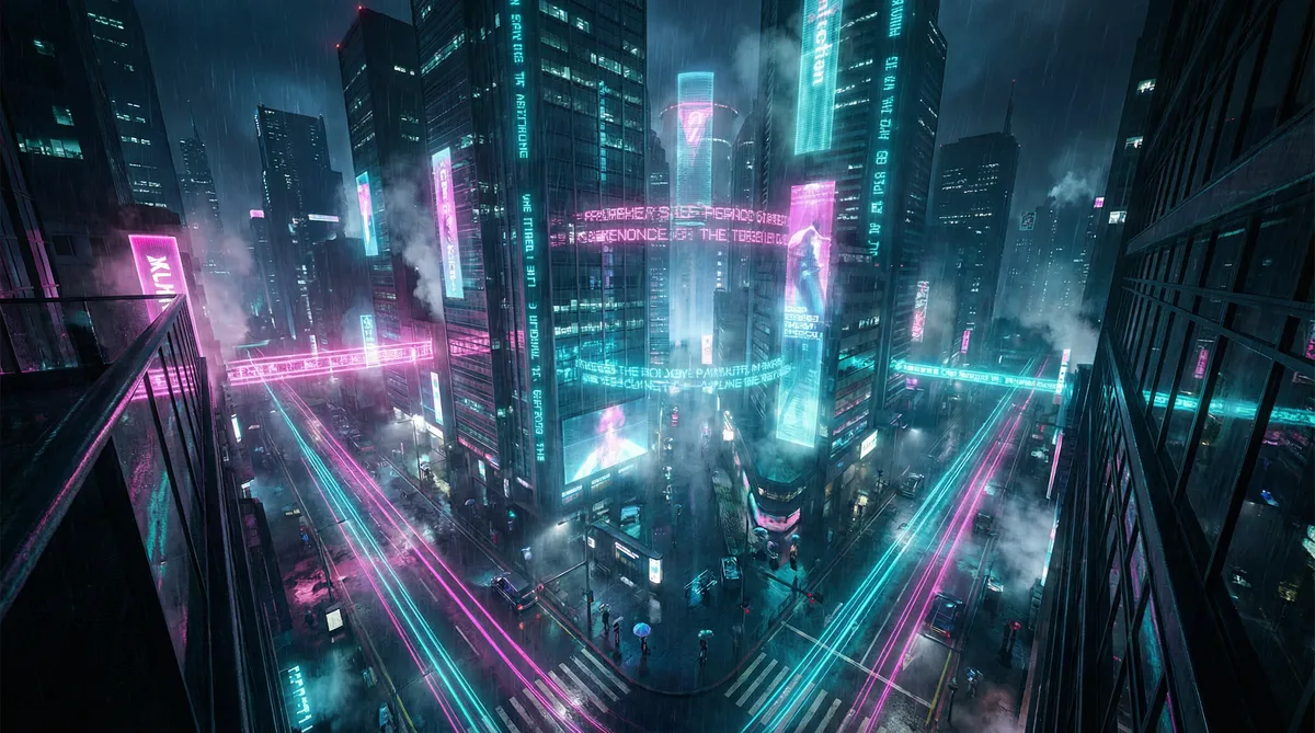 searock 竖屏短剧平台首页背景 - 赛博朋克都市夜景